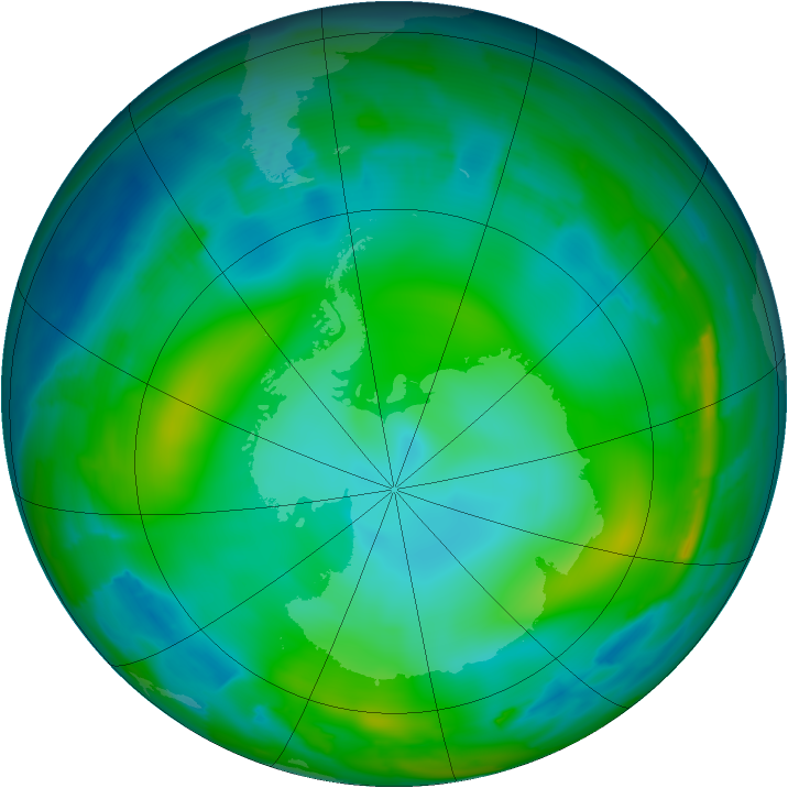 Antarctic ozone map for 19 June 2012